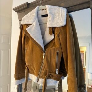 Brown Suede Jacket with Shearling Lining